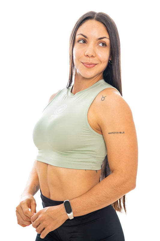 Croptank Mangas - Verde Eucalipto