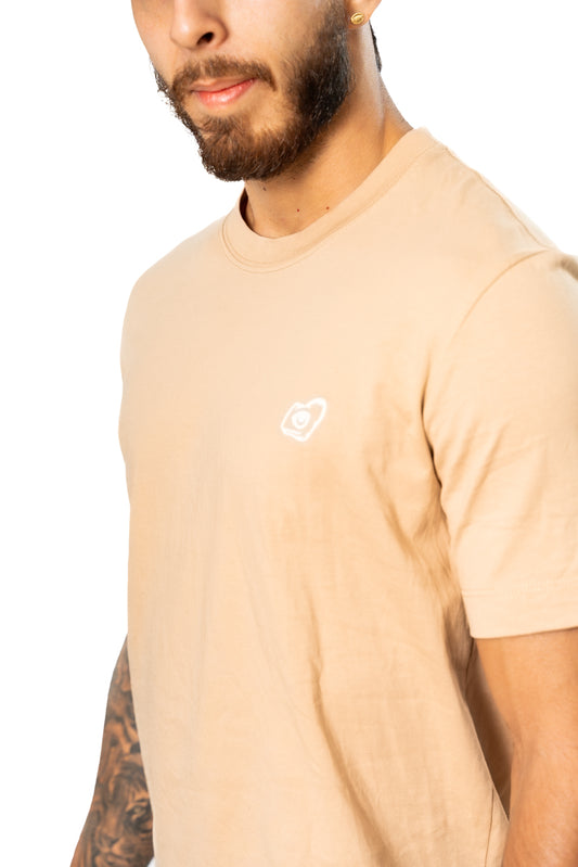 Camiseta de algodón Beige Unisex Logo