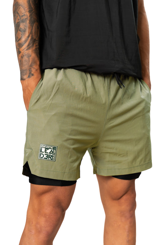 Pantaloneta de Running Verde Salvía Hombre