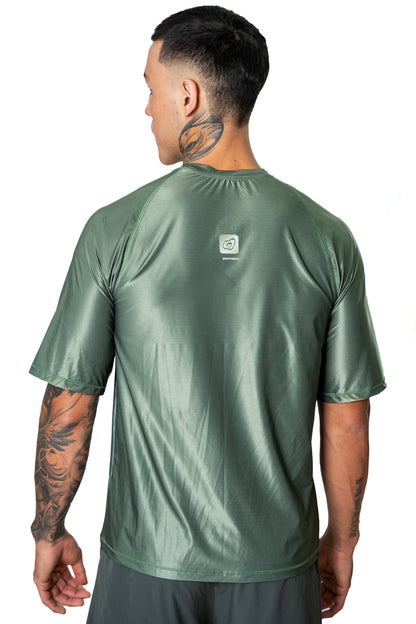 Camiseta Manga Rangla Verde Militar Hombre