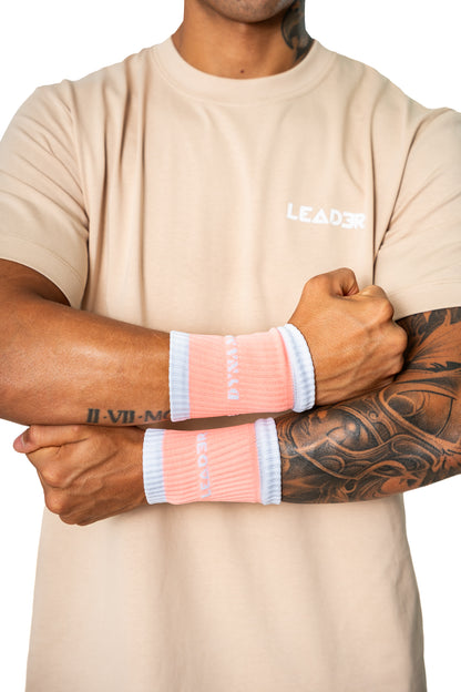 WRISTBAND DINAMYC (muñequera de sudor) Salmón con Blanco
