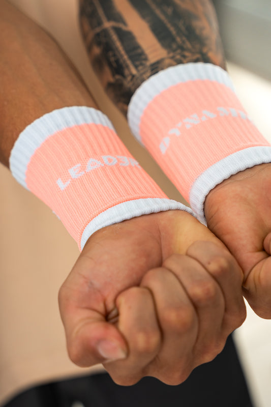 WRISTBAND DINAMYC (muñequera de sudor) Salmón con Blanco
