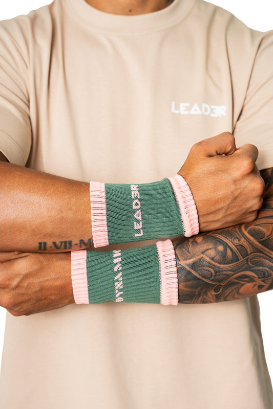 WRISTBAND DINAMYC (muñequera de sudor) Verde Salvía con Salmón