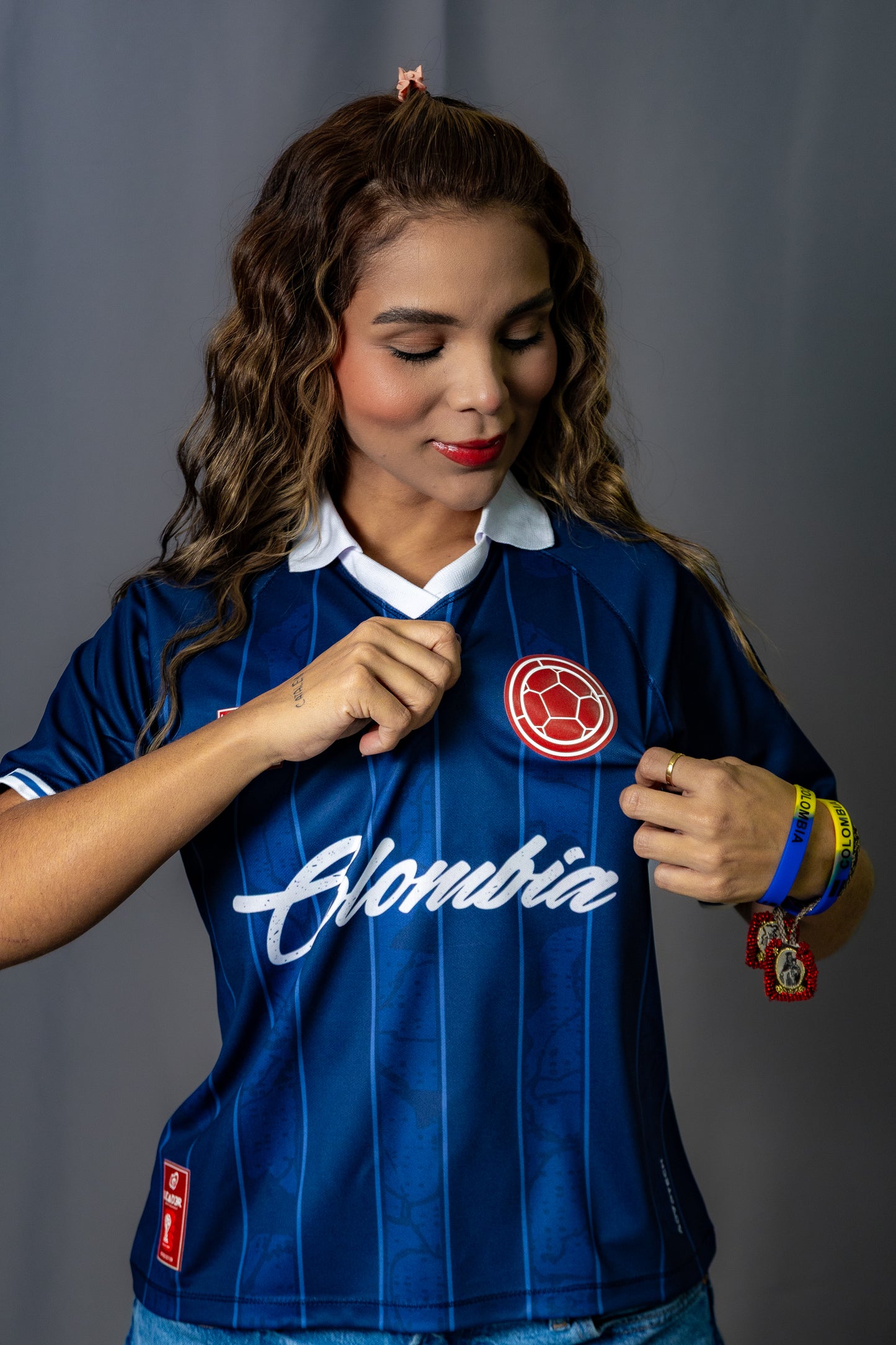 Camiseta de la selección Colombia azul Leader