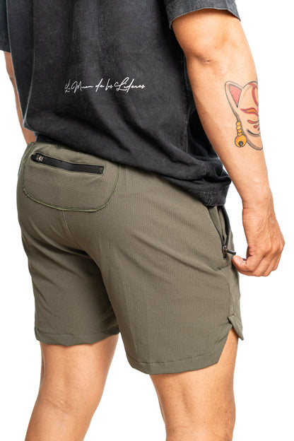 Pantaloneta Running con lycra - Verde Militar