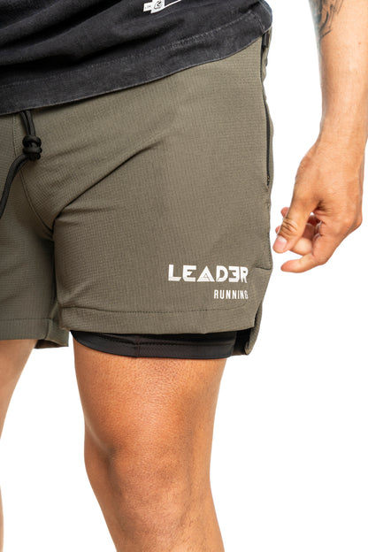 Pantaloneta Running con lycra - Verde Militar