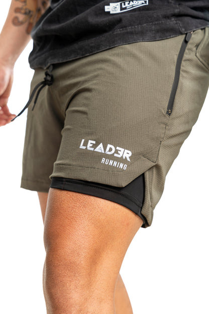 Pantaloneta Running con lycra - Verde Militar