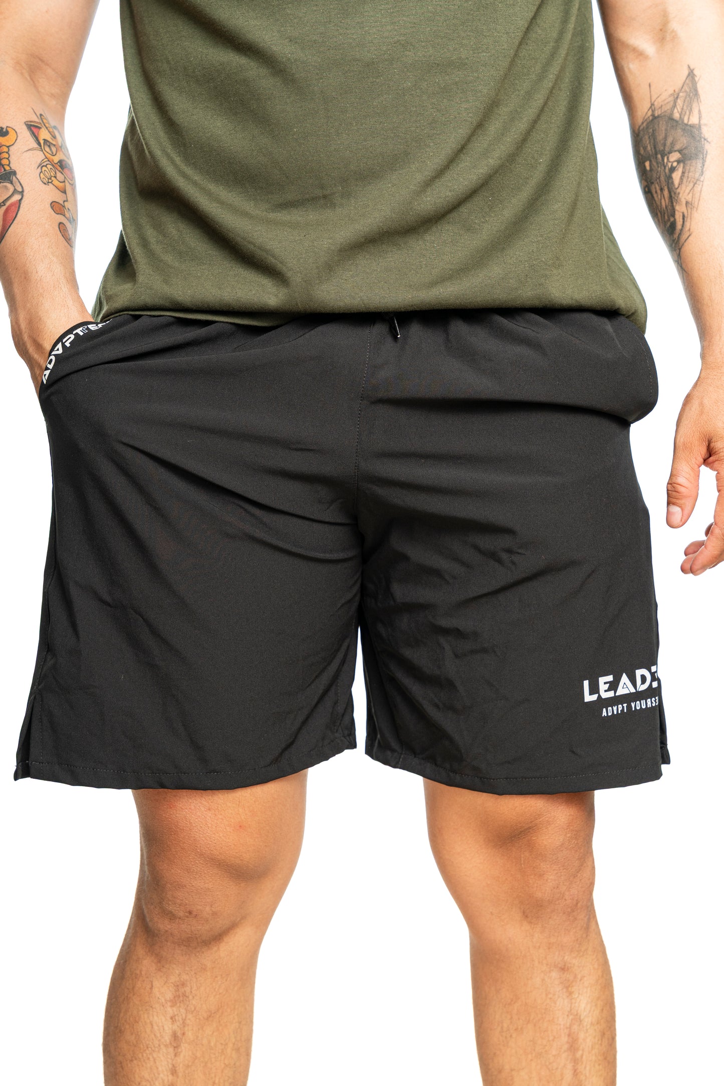 Pantaloneta Running con lycra - Negro