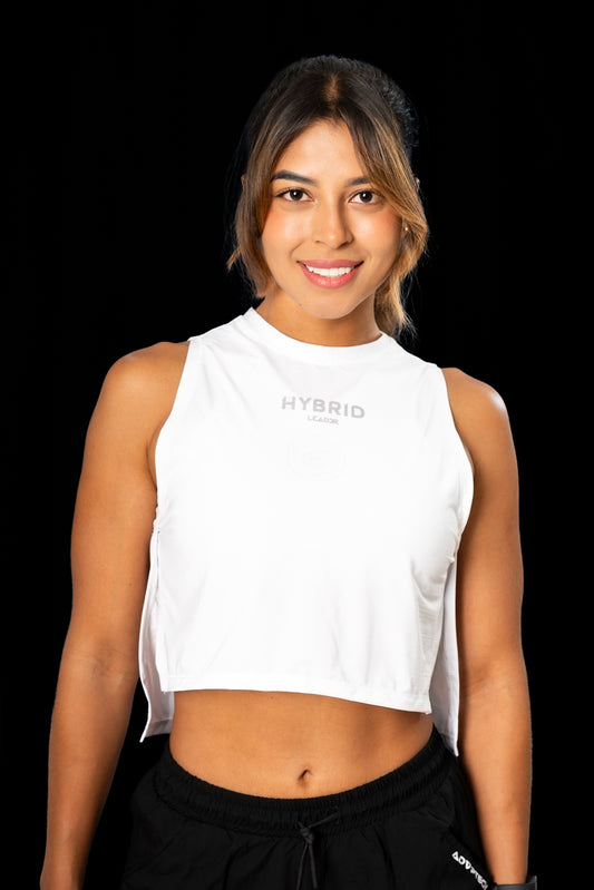 Camiseta Manga Siza con Apertura Lateral Blana Dama