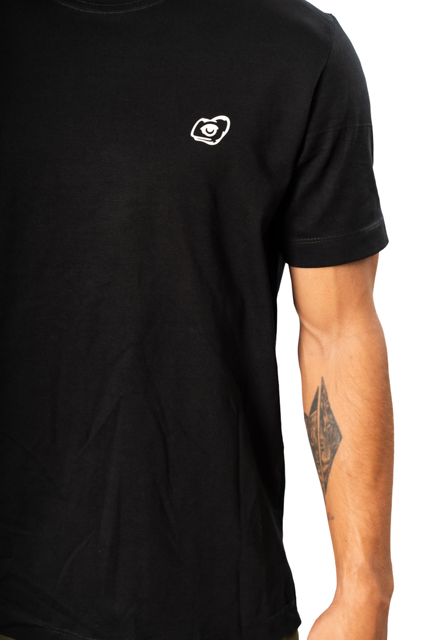 Camiseta de algodón Negra Unisex Logo
