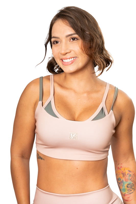 Top Emilia Nude sesgo Verde Militar