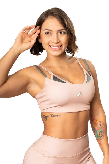 Top Emilia Nude sesgo Verde Militar