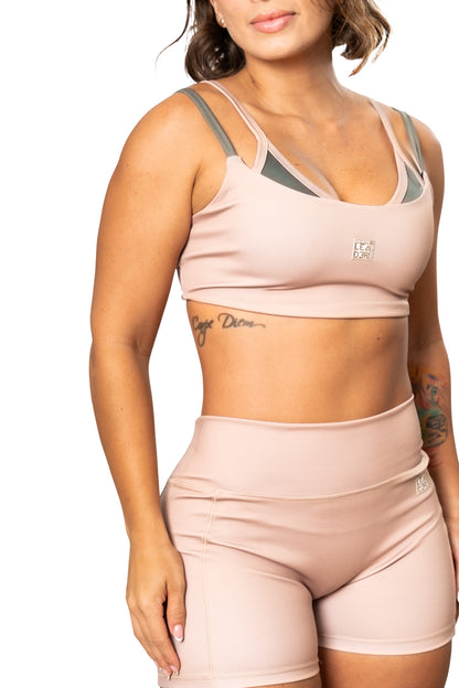 Top Emilia Nude sesgo Verde Militar