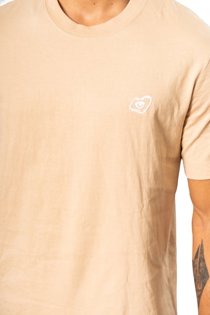 Camiseta de algodón Beige Unisex Logo