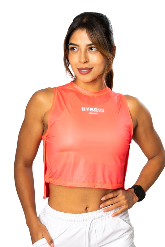 Camiseta Manga Siza con Apertura Lateral Salmón Dama