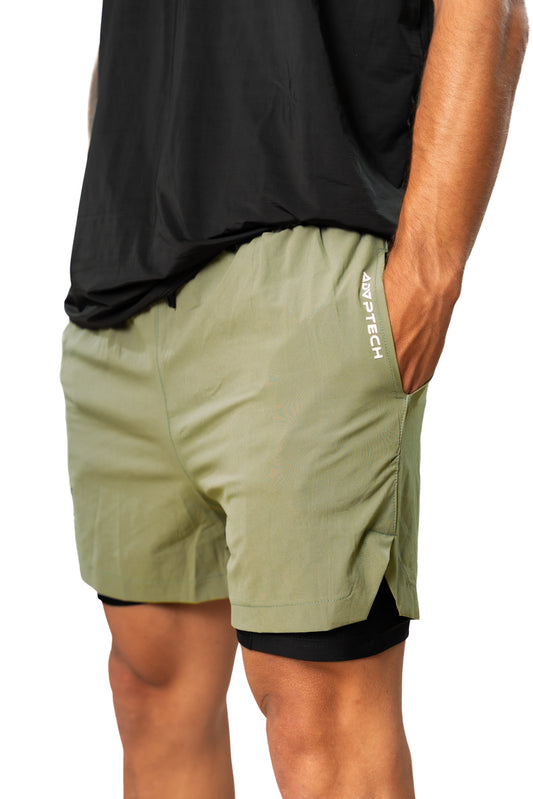 Pantaloneta de Running Verde Salvía Hombre