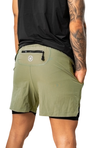 Pantaloneta de Running Verde Salvía Hombre