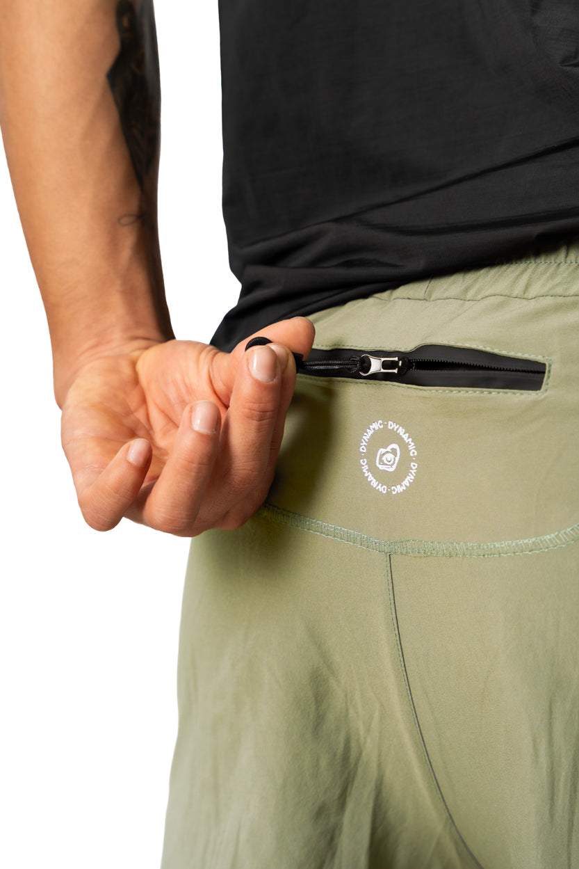 Pantaloneta de Running Verde Salvía Hombre