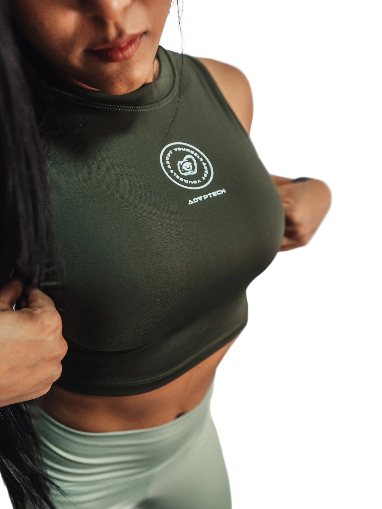 Croptank Mangas - Verde Militar