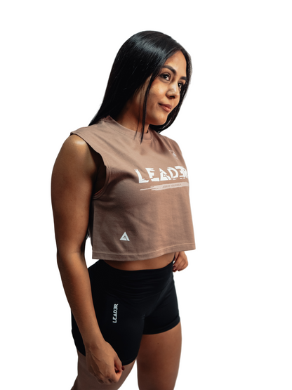 Camiseta sin mangas Crop Top Leader GLICHT - Moca