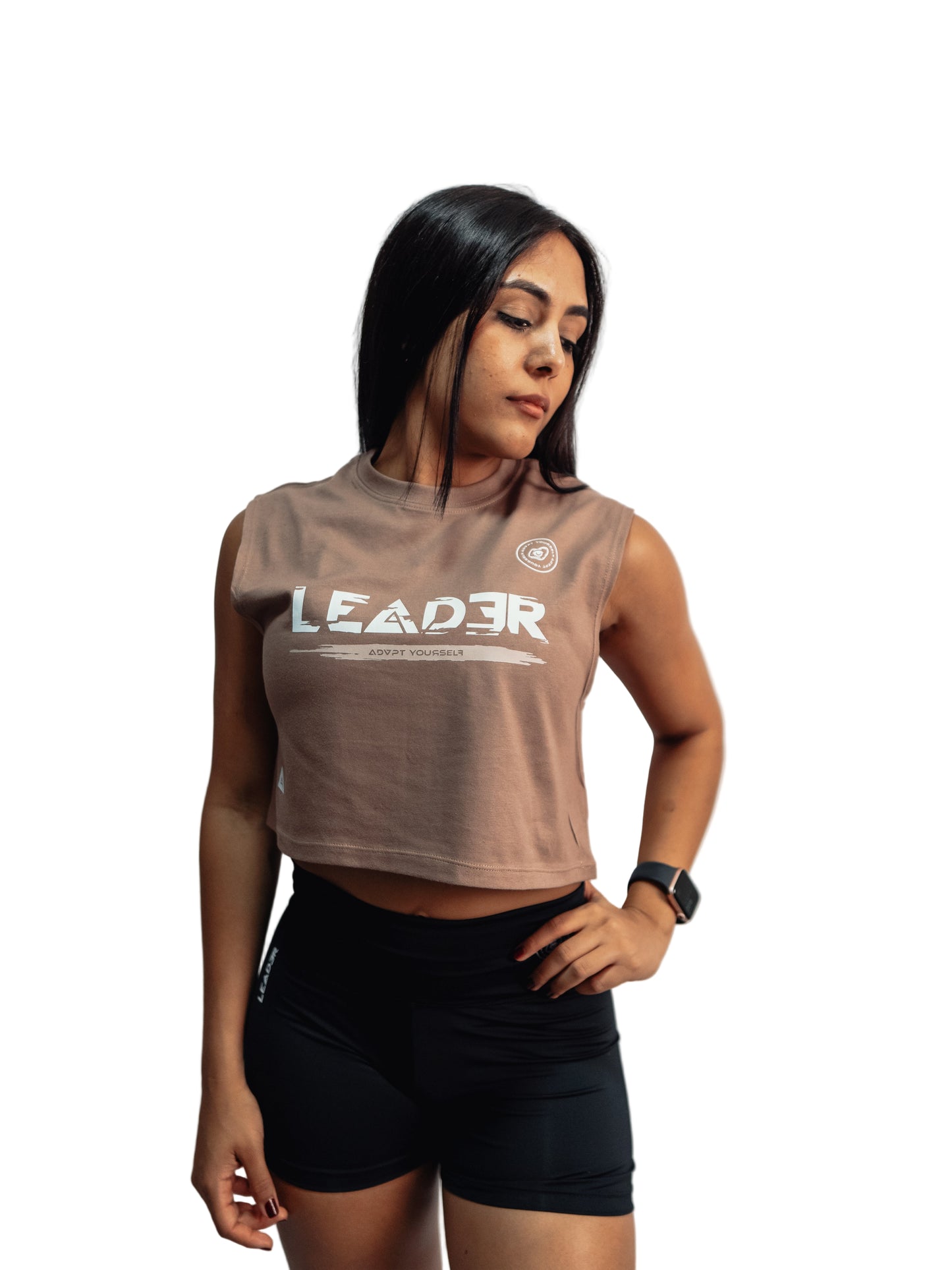 Camiseta sin mangas Crop Top Leader GLICHT - Moca